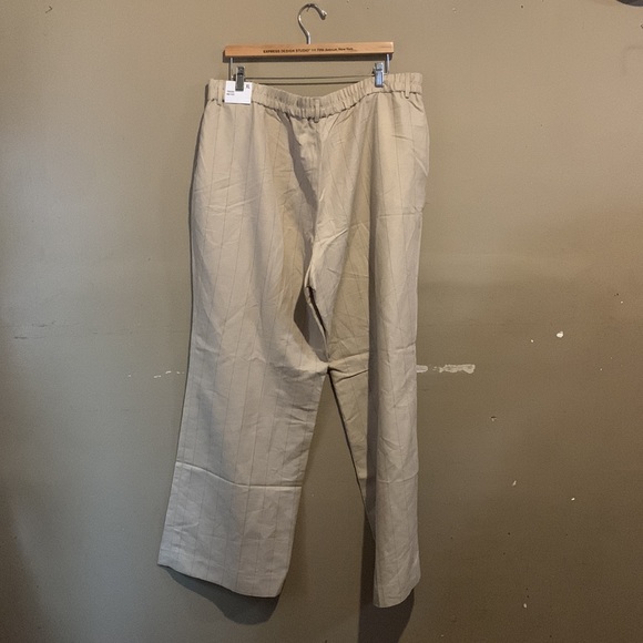 Express High Rise Trouser Khaki with Black pinstripes - Picture 3 of 3